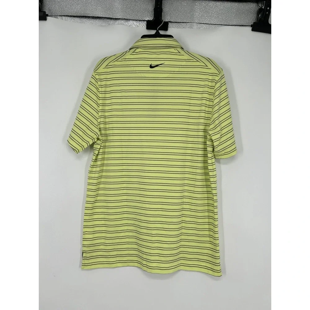 Nike Player Golf Polo Shirt Striped Dri Fit Flourescent Neon Yellow DA2972-736 M